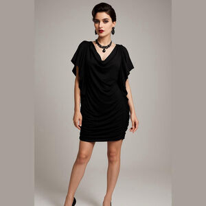Los Angeles Rutched Batwing Dress Size M Black NWOT